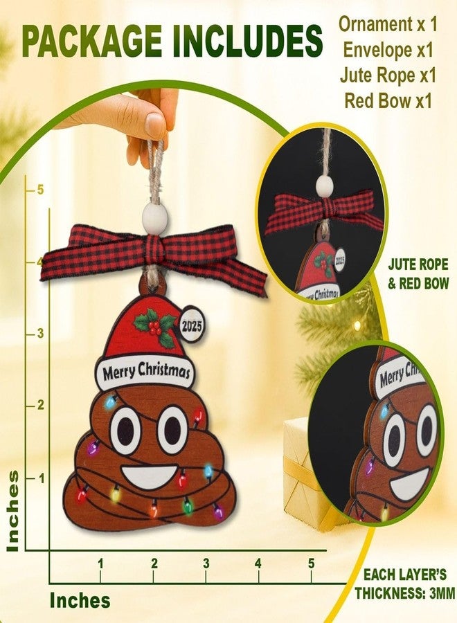 LumenJar Poop Christmas Ornament - Pooping Christmas Ornaments 2025 - Funny Poop Gifts for Adults - Ugly Christmas Ornaments - White Elephant Gifts, Dirty Gag Gift for Women, Friend - Fun Wood Ornaments 2025 - Image 2
